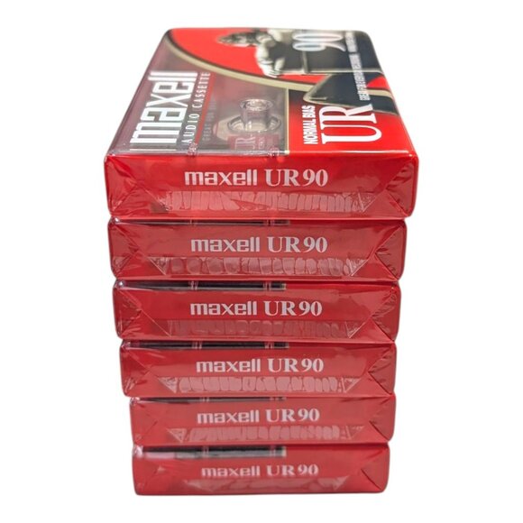 Brand New Maxell UR 90 Minute Normal Bias Blank Audio Cassette Tapes 6 Pack - Picture 3 of 6